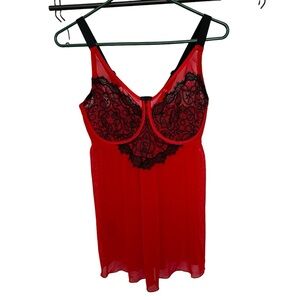 Parfait Cami Womens 34I  Lace Sleeping Night Wear Adjustable Straps Black‎ Red